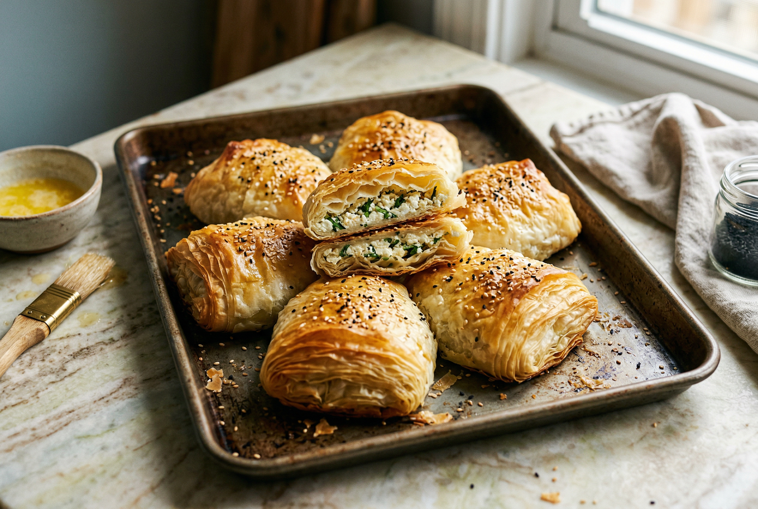 Taze cikmis el acmasi boreklerin yakin gorunumu