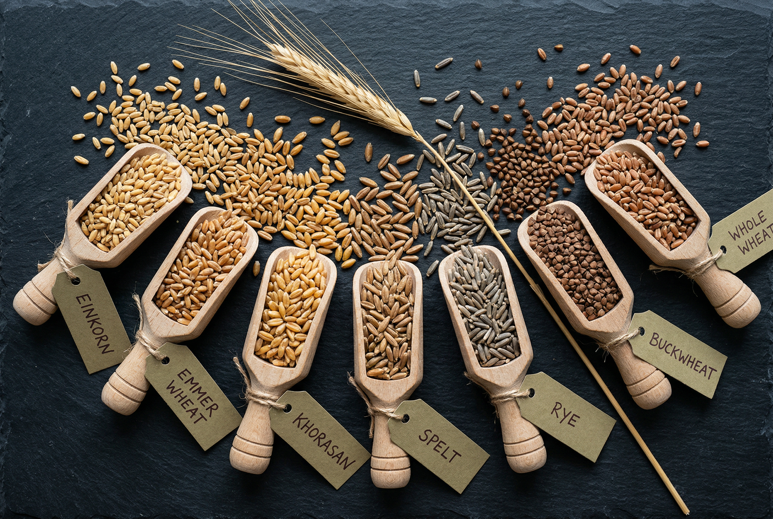 Farkli tahil cesitlerinin ahsap kasiklarda sergilenmesi